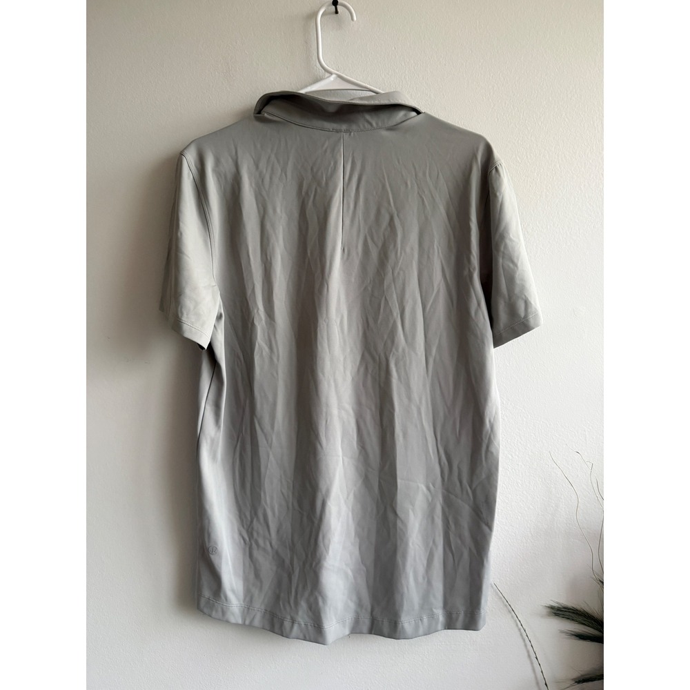 Lululemon Mens Short Sleeve Polo Shirt Gray Activewear Golf Top 3439 flaw - Picture 3 of 8